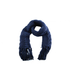 Navy omzoomde sjaal Scarf avec navy fringe